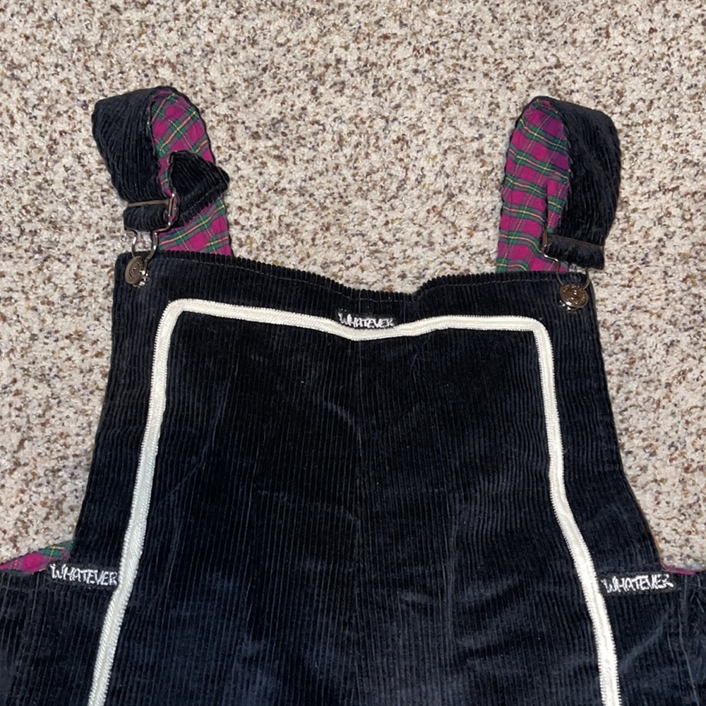 Vintage 90s Corduroy Overalls “whatever” and peace sign details - Picture 3 of 14